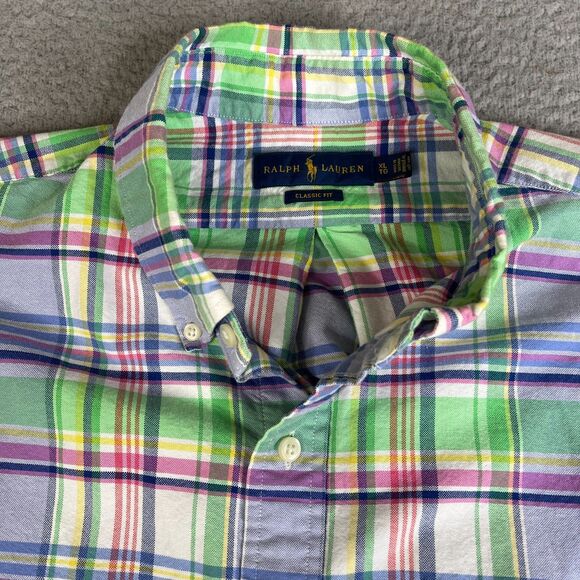 Ralph Lauren Shirt Men XL Green Purple Blue Oxford Long Sleeve Button Down - Picture 4 of 11